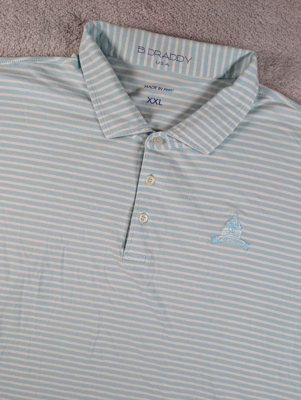 B Draddy Polo Mens XXL Blue Stripe Congressional CC Golf Shirt